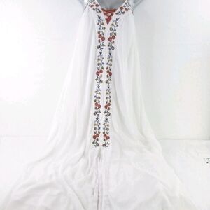 LC Lauren Conrad White Maxi Dress with Floral Embroidery